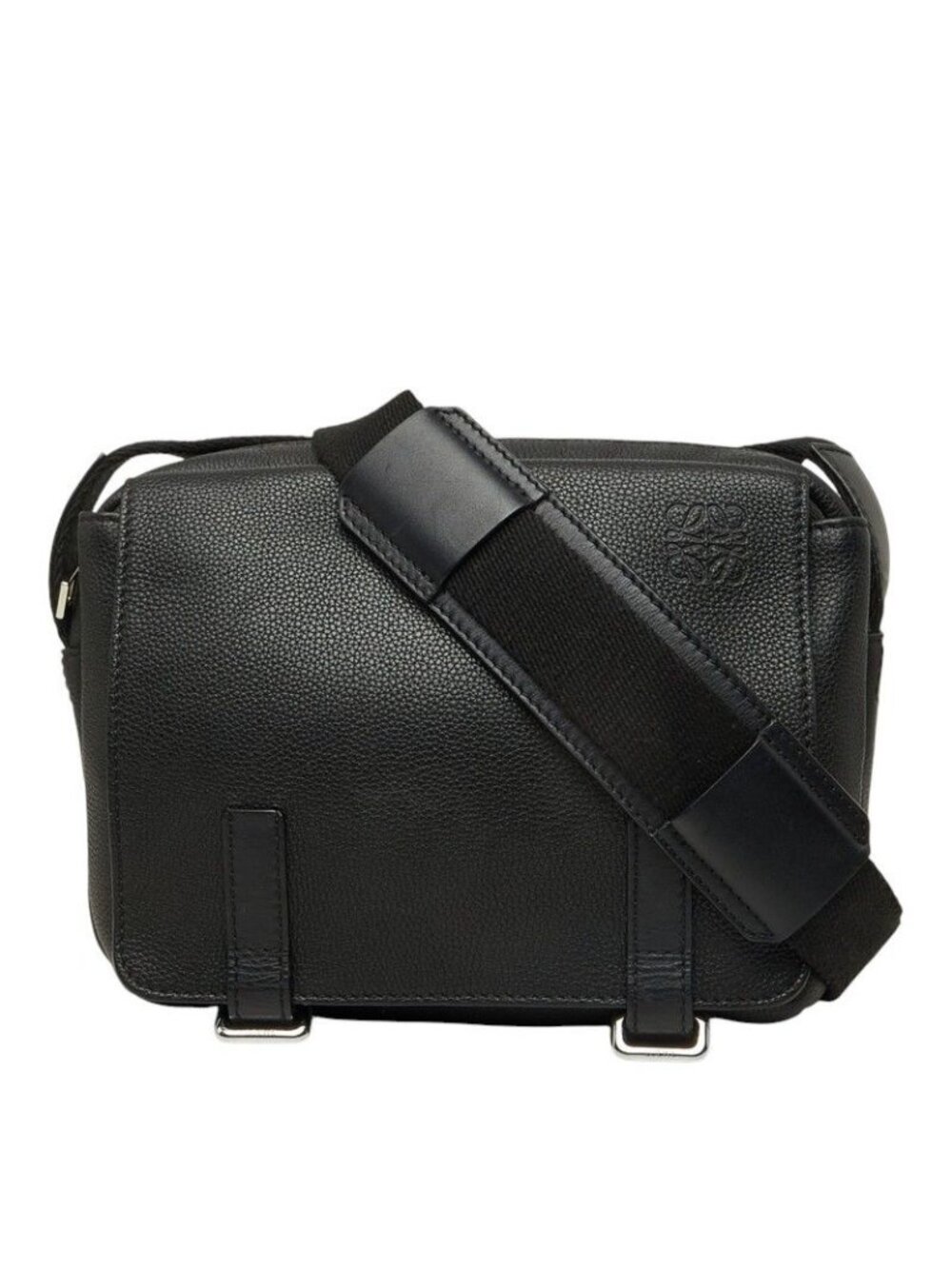 Loewe Military Messenger Crossbody Shoulder Bag Black Leather